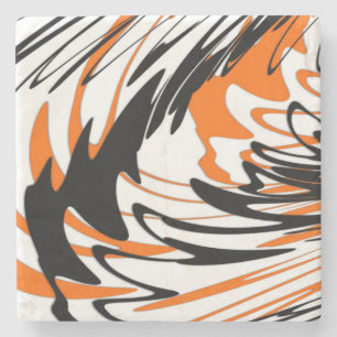 Bengal Colours Squiggly Orange and Black Lines Stone Coaster