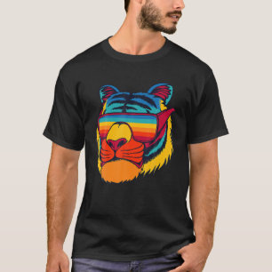 Bengal Cool Tiger Glasses Vintage Colourful Art Ti T-Shirt