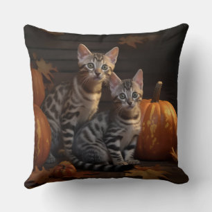 Bengal Kitten Autumn Delight Pumpkin Cushion