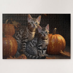 Bengal Kitten Autumn Delight Pumpkin  Jigsaw Puzzle