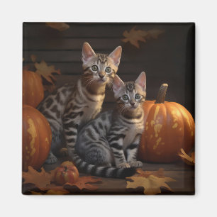 Bengal Kitten Autumn Delight Pumpkin  Magnet