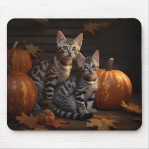 Bengal Kitten Autumn Delight Pumpkin  Mouse Pad