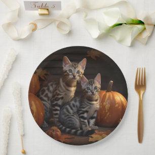 Bengal Kitten Autumn Delight Pumpkin Paper Plate