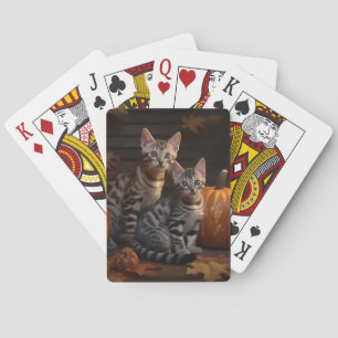 Bengal Kitten Autumn Delight Pumpkin Playing Cards