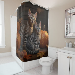 Bengal Kitten Autumn Delight Pumpkin  Shower Curtain