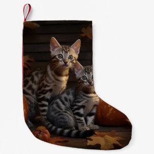 Bengal Kitten Autumn Delight Pumpkin  Small Christmas Stocking
