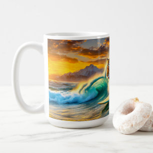 Bengal On A Surfboard Design By Rich AMeN Gill Coffee Mug