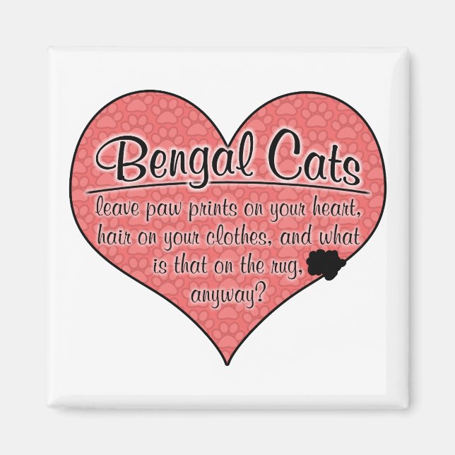 Bengal Paw Prints Cat Humour Magnet (Front)
