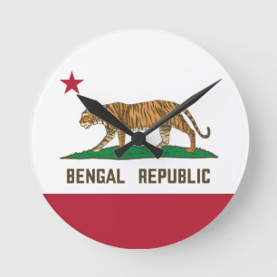 Bengal Republic Tiger Flag Bengali Pride Round Clock