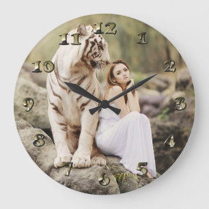 Bengal Tiger and Lady Large Clock