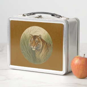 Bengal Tiger Brown Metal Lunchbox
