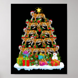 Bengal Tiger Christmas Tree Lighting Santa Bengal  Poster