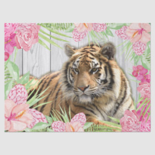 Bengal Tiger Floral Tropical Palm Decoupage Tissue Paper