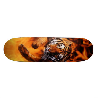 Bengal Tiger Jumping Flames SB Skateboard