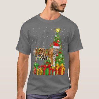 Bengal Tiger Lighting Xmas Tree Santa Bengal Tiger T-Shirt