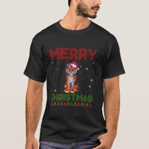 Bengal Tiger Lovers Santa Hat Funny Ugly Christmas T-Shirt