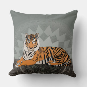 bengal tiger mandala lichen cushion