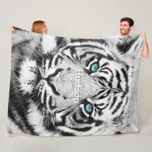 Bengal Tiger Personalised White Tiger Fleece Blanket