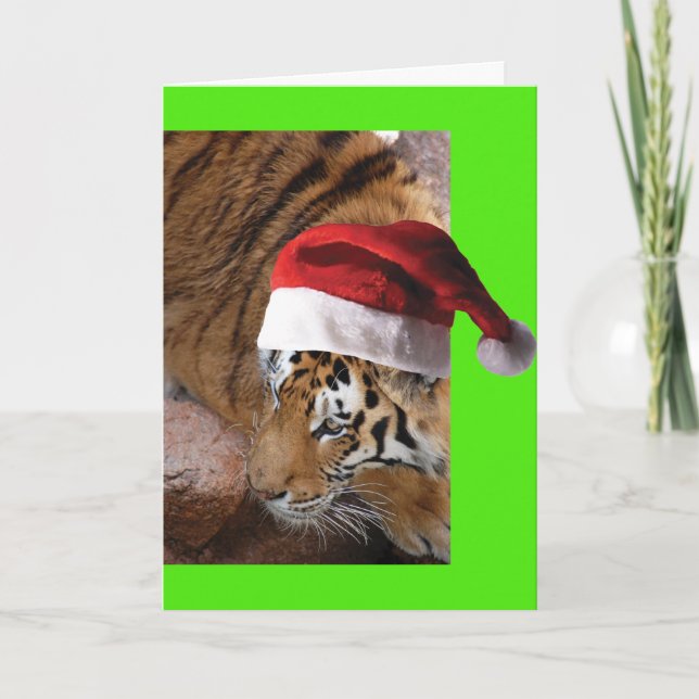 Bengal Tiger Santa Claus Card (Front)