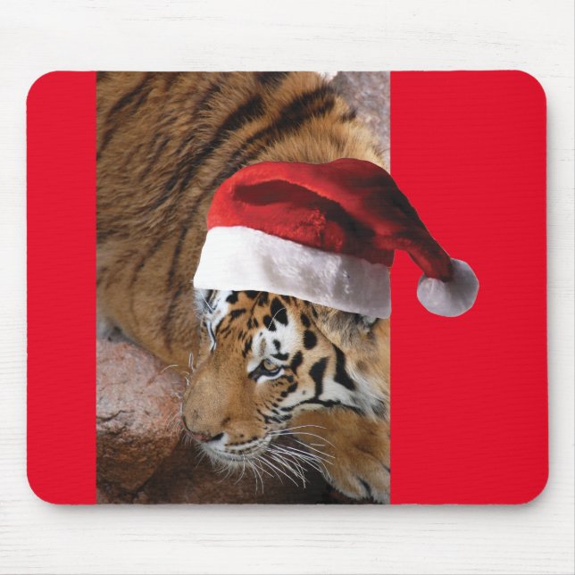 Bengal Tiger Santa Claus Mouse Pad (Front)