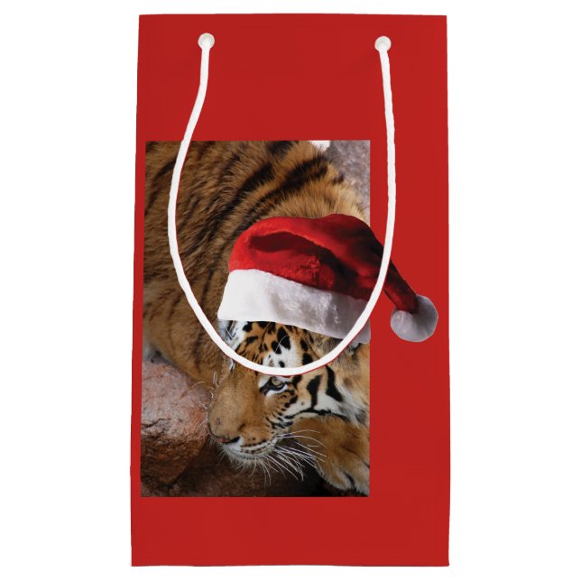 Bengal Tiger Santa Claus Small Gift Bag (Front)