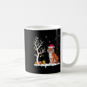 Bengal Tiger Santa Hat Festive Tree Light Christma Coffee Mug