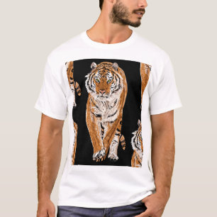 Bengal Tiger Sketch: Vintage Animal Print T-Shirt