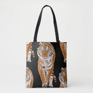 Bengal Tiger Sketch: Vintage Animal Print Tote Bag