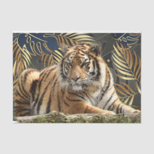 Bengal Tiger Tropical Palm Decoupage Tissue Paper