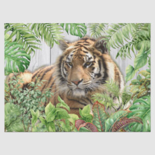 Bengal Tiger Tropical Palm Decoupage Tissue Paper