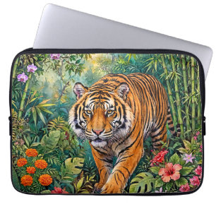 Bengal Tiger Vibrant Bamboo Jungle Laptop Sleeve