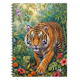 Bengal Tiger Vibrant Bamboo Jungle Notebook