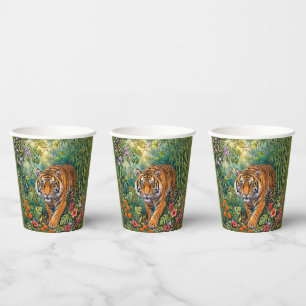 Bengal Tiger Vibrant Bamboo Jungle Paper Cups