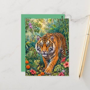 Bengal Tiger Vibrant Bamboo Jungle Postcard