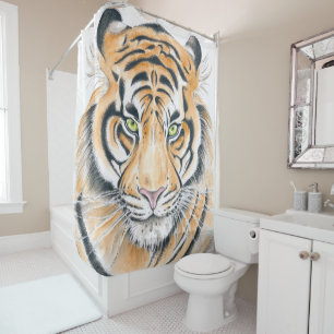 Bengal Tiger Watercolor Ink art Shower Curtain