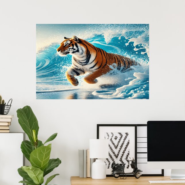 Bengal's Splash: Ocean Power Poster (Home Office)