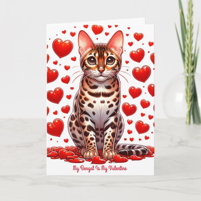 Bengal's Valentine Daydream  Holiday Card (Front)