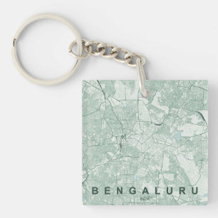 Bengaluru India City Map & Custom Text Key Ring