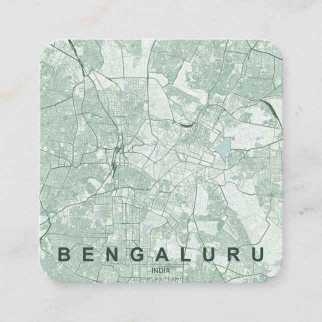 Bengaluru India City Map & Custom Text Square Business Card (Front)