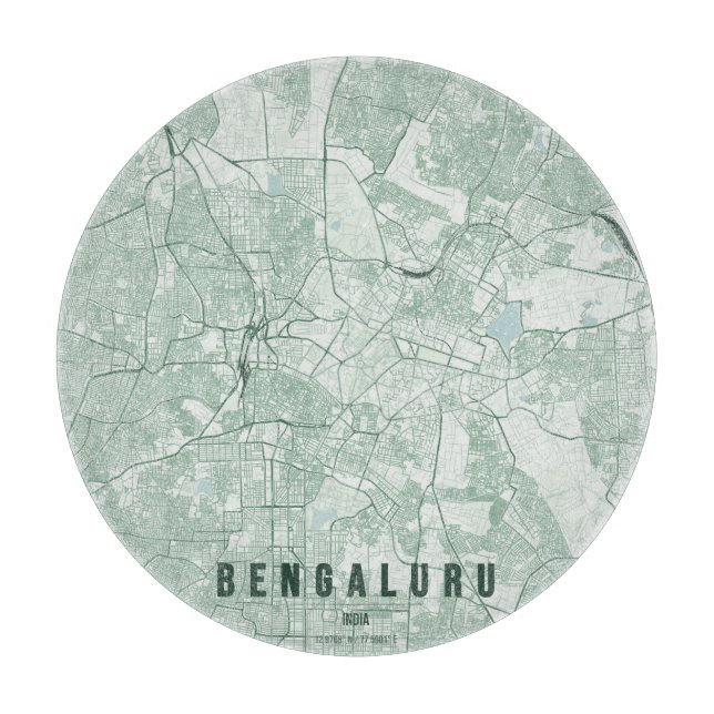 Bengaluru India City Map Minimal Design Cutting Board (Front)