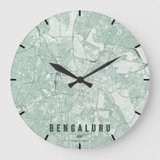 Bengaluru India City Map Minimal Design Large Clock