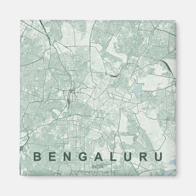 Bengaluru India City Map Minimal Design Magnet (Front)