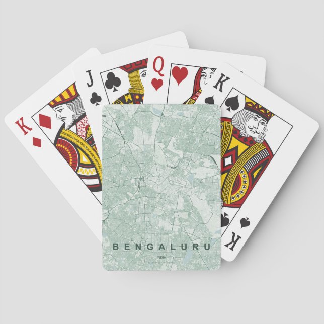 Bengaluru India City Map Minimal Design Playing Cards (Back)