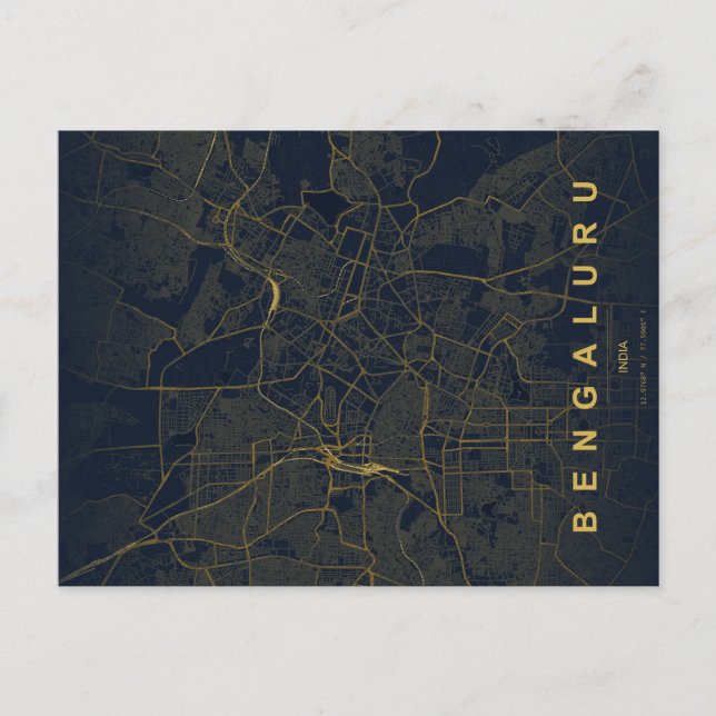 Bengaluru India City Map Minimal Design Postcard (Front)