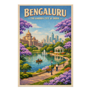 Bengaluru, India, in a classic retro travel Poster