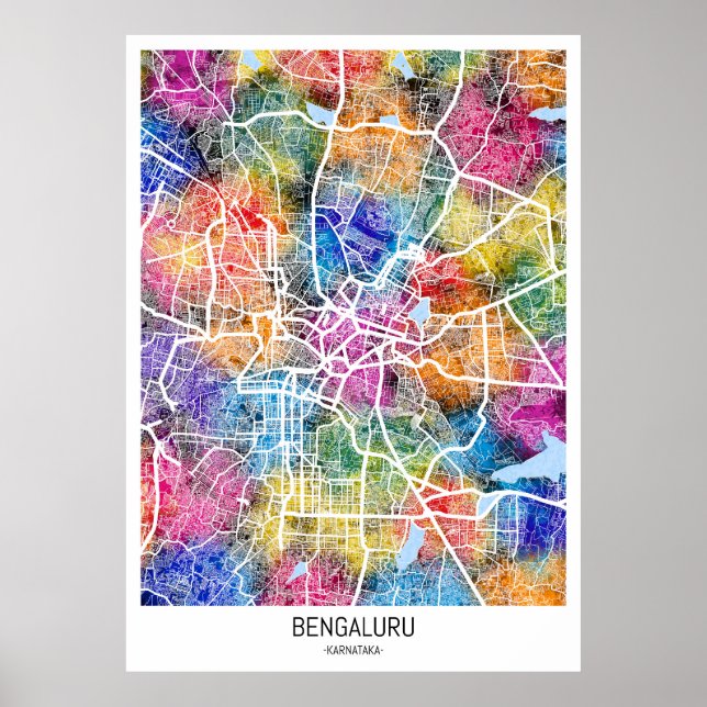 Bengaluru Karnataka City Map Poster (Front)