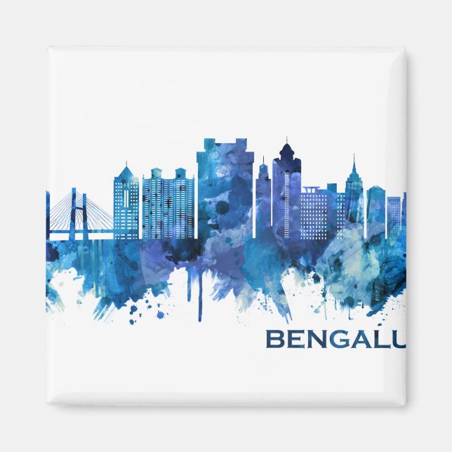 Bengaluru Karnataka Skyline Blue Magnet (Front)