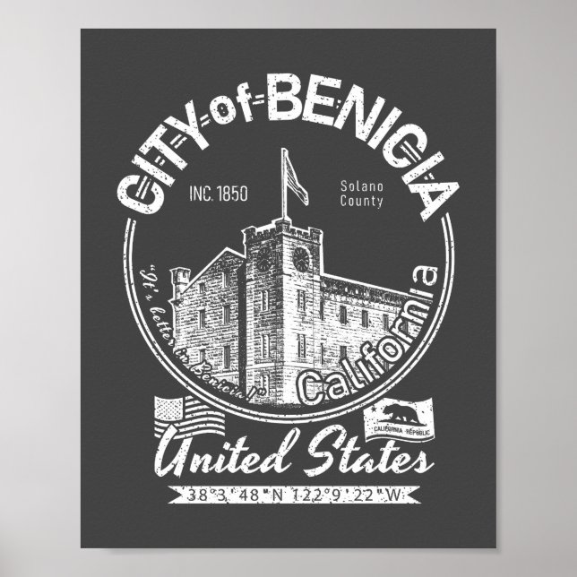 BENICIA CALIFORNIA - BENICIA ARSENAL CLOCKTOWER POSTER (Front)