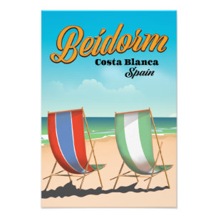 Benidorm beach travel poster
