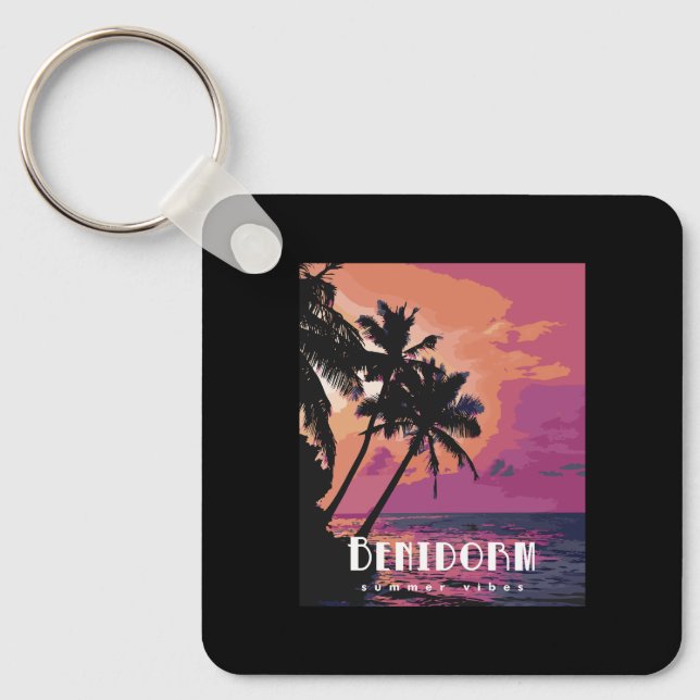 Benidorm Spain Summer Vibes Beach  Key Ring (Front)